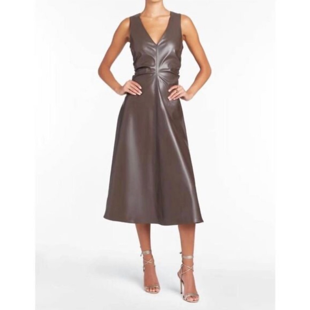 Amanda Uprichard Sabal Dress In Faux Leather 🤎✨